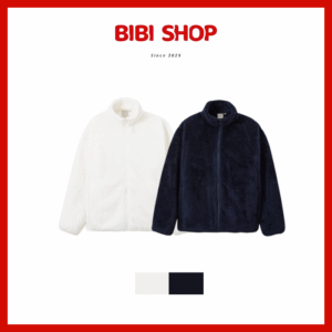 [Unisex] Áo khoác lông thú cơ bản có khóa kéo