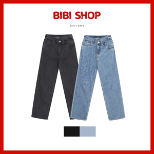 [Nữ] [Hàng ngày] Quần Jeans Ống Rộng Quấn_SPTJD12G55